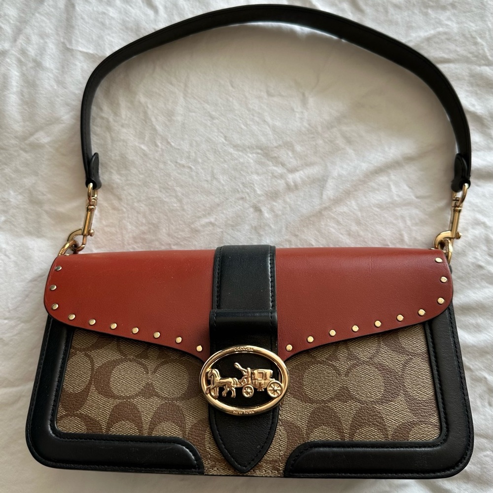 Coach Georgie Riviera 5605 Signature Canvas and Leather Shoulder Bag